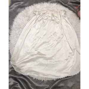 Vintage 80s half slip lace trim beige nylon skirt Montgomery Ward side slits 2XL